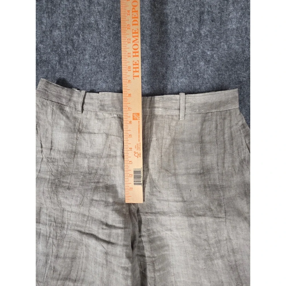 Zara Mens XL Wide Leg Linen Blend Tie Dye Trousers Taupe Grey Relaxed Pants